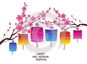 Traditional background for traditions of Chinese Mid Autumn Festival or Lantern Festival photo