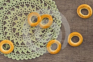 Traditional bagels and lace doily