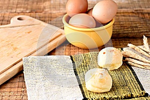 traditional baked cheese bread typical Brazilian food cheese roast with free range egg