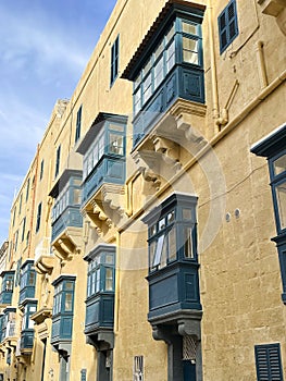 Traditional balconies in Valetta, Malta, Traditional Architecture