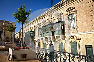 The traditional balconies in a Valletta
