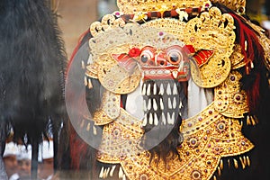 Traditional Balinese Barong figure on street ceremony in island Bali, Indonesia
