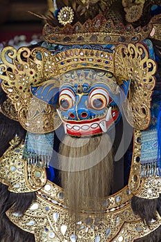 Traditional Balinese Barong mask on street ceremony in Ubud, island Bali, Indonesia