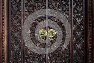 Traditional balinese closed carved doors