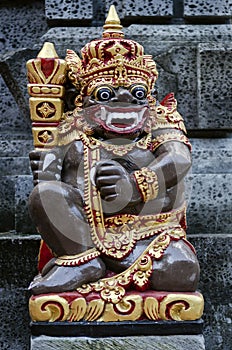 Traditional balinese hindu statues in bali temple indonesia