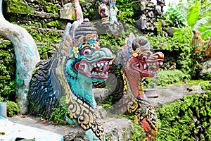 Traditional balinese monster secure the gate of temple