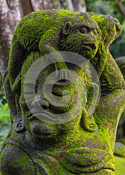 Traditional Balinese stone sculpture art and culture at Bali, Indonesia