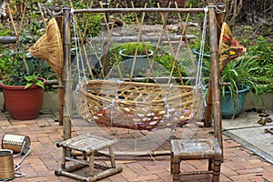 Traditional bamboo baby cradle