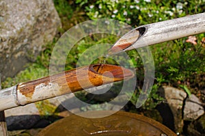 Traditional bamboo water fountain