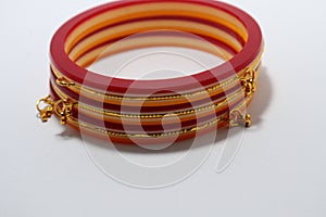 Traditional bangles gold new design artifact on white background