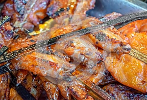 Traditional Barbeque Chicken Wings on a Stick