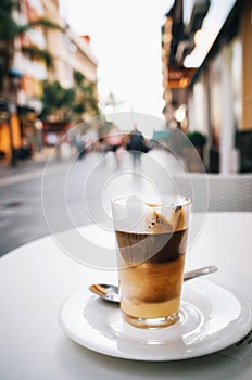 Traditional barraquito coffee, Tenerife, Canary island photo