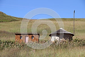 Traditional Basotho huts in the Free State province.  