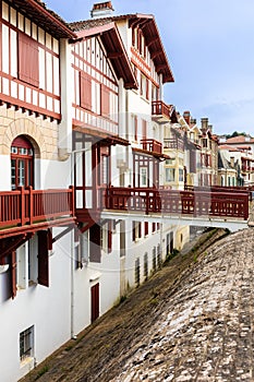 Traditional Basque half-timbered houses. Saint-Jean-de-Luz, France photo
