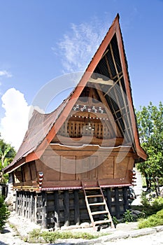 Traditional Batak house on the Samosir island.