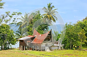 Traditional Batak house on Samosir island, Sumatra, Indonesia