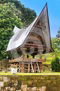 Traditional Batak house on Samosir island, Sumatra, Indonesia