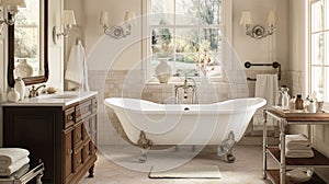 A traditional bathroom exudes timeless elegance and charm, AI generated