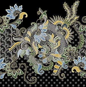 Traditional Batik,Flower, javanese pattern from Indonesia, textile fabric background pattern.