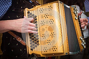 Traditional Bavarian accordion player