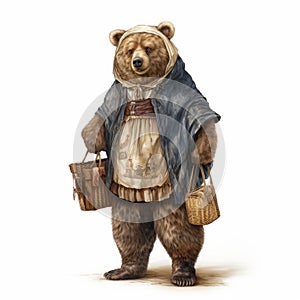 Traditional Bavarian Brown Bear Concept Art With Detailed Costumes