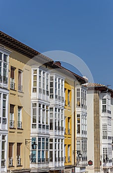 Traditional bay windows in Basque capital Vitoria-Gasteiz