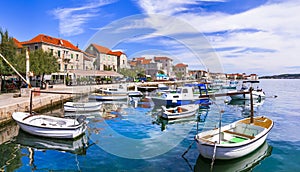 Traditional beautiful coastal town Kastela in Croatia. Kastel Novi fishing village