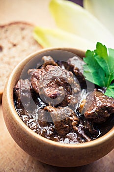 Traditional beef bourguignon