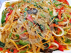 Traditional beef stir fry from Korea where it is known ad Chap Chae photo