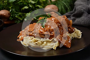 Traditional Beef Stroganoff with Mushrooms