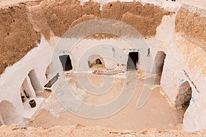 Traditional berber house in desert, Tunisia