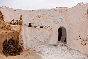 Traditional berber house in desert, Tunisia