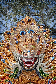 Traditional Bhoma mask pattern in temple on Bali island