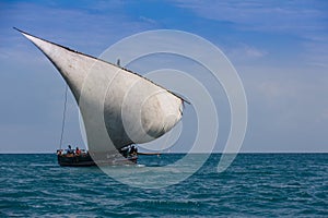 Traditional big Zanzibar boath on the Indian ocean