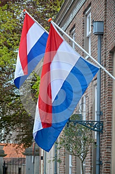 Traditional birthday celebration of King of the Netherlands Willem-Alexander, King's Day national holiday on April 27, Dutch flag