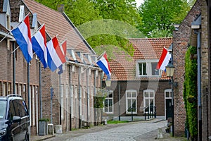 Traditional birthday celebration of King of the Netherlands Willem-Alexander, King's Day national holiday on April 27, Dutch flag