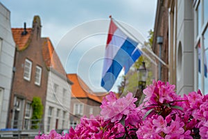 Traditional birthday celebration of King of the Netherlands Willem-Alexander, King's Day national holiday on April 27, Dutch flag