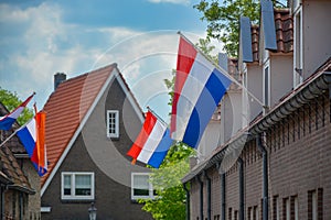 Traditional birthday celebration of King of the Netherlands Willem-Alexander, King's Day national holiday on April 27, Dutch flag