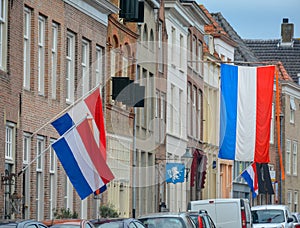 Traditional birthday celebration of King of the Netherlands Willem-Alexander, King's Day national holiday on April 27, Dutch flag