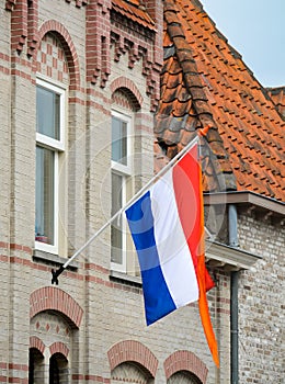 Traditional birthday celebration of King of the Netherlands Willem-Alexander, King's Day national holiday on April 27, Dutch flag