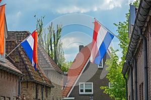 Traditional birthday celebration of King of the Netherlands Willem-Alexander, King's Day national holiday on April 27, Dutch flag