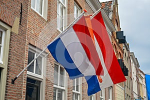 Traditional birthday celebration of King of the Netherlands Willem-Alexander, King's Day national holiday on April 27, Dutch flag