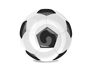 Traditional black and white soccer ball or football on a white background