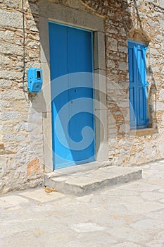 Traditional blue greek doors