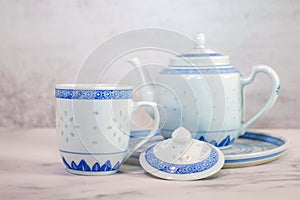 Traditional Blue and White Chinese Tea Set
