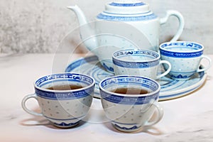 Traditional Blue and White Chinese Tea Set