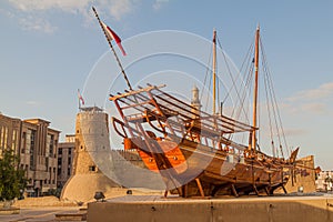 Traditional boat in the Al Fahidi Fort in Dubai, U