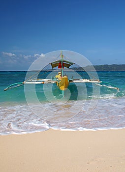 Traditional boat on the beach of Boracay island