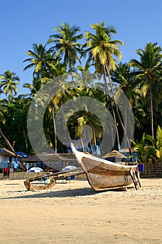 Traditional boat and bungalows