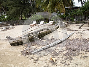 Traditional boat carved from a tree trunk, Nosi Be, Madagascar,